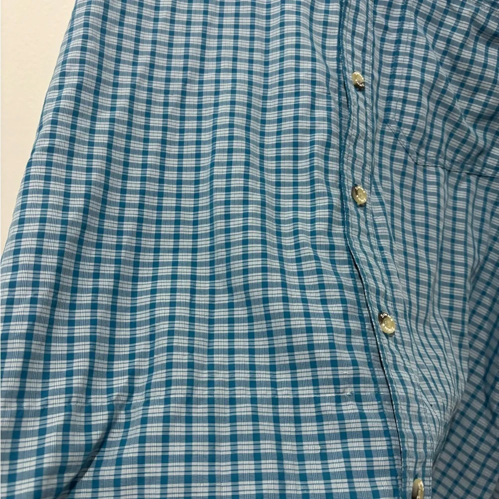 SIMMS Checkered Blue Button Down Size Large